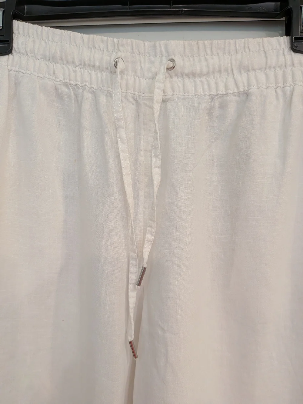 H& M  White Drawstring Linen Blend Pants Women Size 8 (Medium)